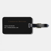 Zwart goudmonogram initiaal naam script elegant bagagelabel (Achterkant horizontaal)