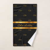 Zwart goudmonogram initiaal, patroon naam script bad handdoek (Handdoek)
