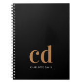 Zwart goudmonogram initiaal vet notitieboek (Voorkant)