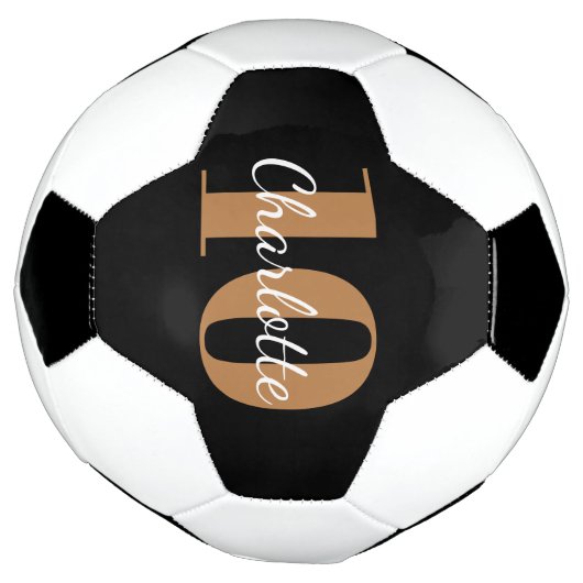 Zwart goudmonogram initiaal voetbal (Gedraaid)