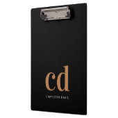 Zwart goudmonogram initialen elegant minimalistisc klembord (Links)