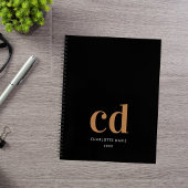Zwart goudmonogram initialen minimaliseren moderne notitieboek