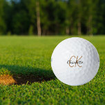Zwart goudmonogram initialen naam minimalistisch golfballen<br><div class="desc">Witte achtergrond,  gouden en zwarte tekst. Personaliseer en voeg uw monogram initialen en naam toe. Voor hem en haar. De naam is geschreven met een modern handschrift.</div>
