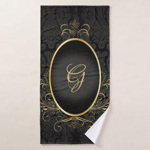 Zwart goudmonogram Kassy Royal Style Towel Badhanddoek