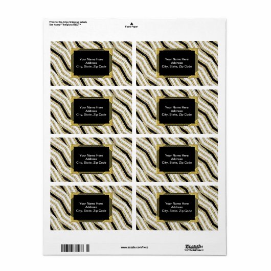 Zwart goudmonogram labels (Full Sheet)