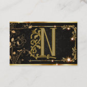 Zwart goudmonogram Luxe Hair Stylist Visitekaartje (Voorkant)