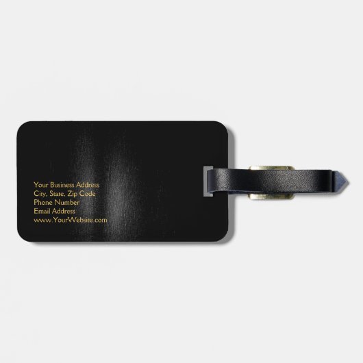 Zwart goudmonogram Makeup Kunstmatige moderne plat Bagagelabel (Achterkant horizontaal)