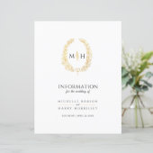 Zwart goudmonogram met bruidgastinfo (Staand voorkant)