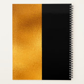 Zwart goudmonogram modern minimalistisch planner (Achterkant)