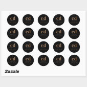 Zwart goudmonogram moderne minimalist ronde sticker (Vel)