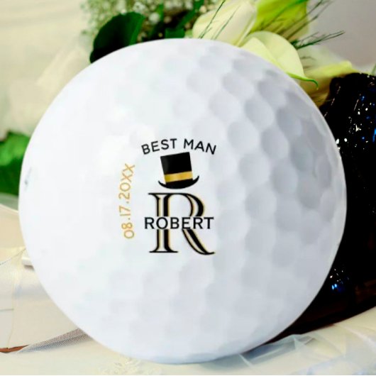 Zwart goudmonogram Naam Beste Man Wedding Favor Golfballen