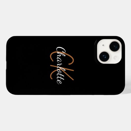 Zwart goudmonogram naam elegant script Case-Mate iPhone case (Achterkant (horizontaal))