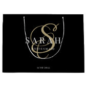Zwart goudmonogram Persoonlijke Bridesmaid Groot Cadeauzakje (Voorkant)