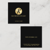 Zwart-goudmonogram Vierkante Visitekaartje (Voorkant / Achterkant)