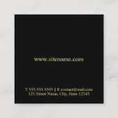 Zwart-goudmonogram Vierkante Visitekaartje (Achterkant)