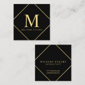 Zwart-goudmonogram Vierkante Visitekaartje (Voorkant / Achterkant)