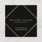 Zwart-goudmonogram Vierkante Visitekaartje (Achterkant)