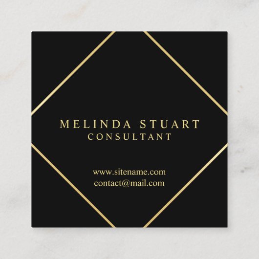 Zwart-goudmonogram Vierkante Visitekaartje (Achterkant)