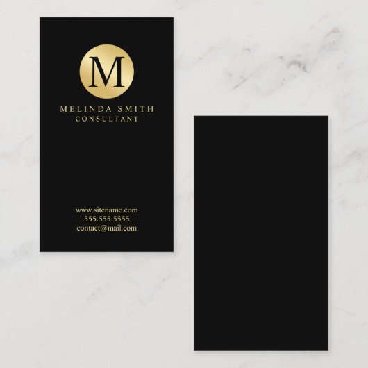 Zwart-goudmonogram Visitekaartje (Voorkant / Achterkant)
