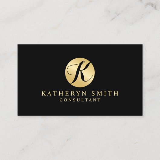 Zwart-goudmonogram Visitekaartje (Voorkant)