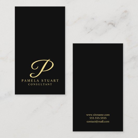 Zwart-goudmonogram Visitekaartje (Voorkant / Achterkant)