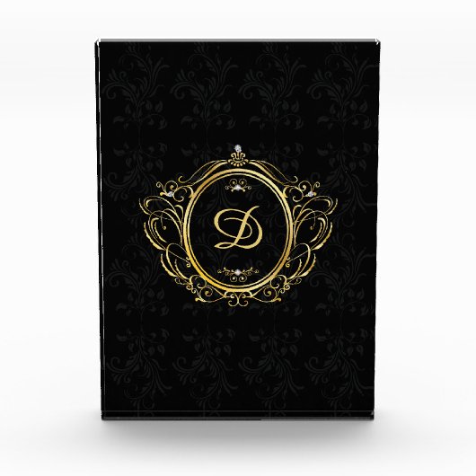 Zwart goudmonster Monogram Fotoblokken (Voorkant)