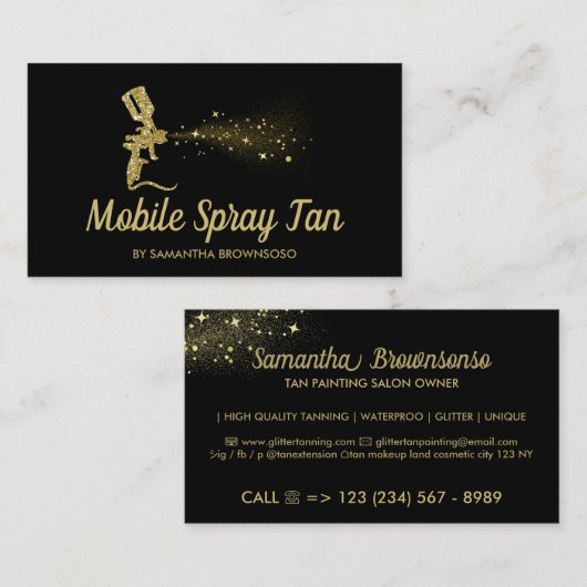 Zwart-goudpit mobiele looiprop visitekaartje (Voorkant / Achterkant)