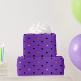 Zwart-goudpokkendots en Paarse satijn Cadeaupapier