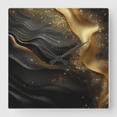 Zwart-goudprinkool Vierkante Klok (Voorkant)