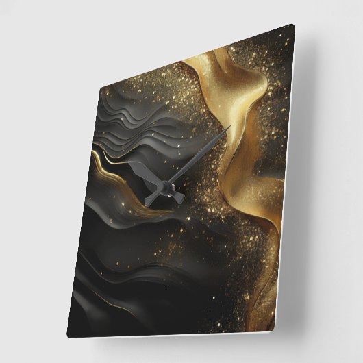 Zwart-goudprinkool Vierkante Klok (Hoek)