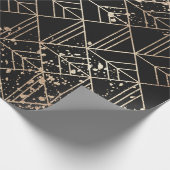 Zwart goudretroArt Deco Geometric Paint Splatter Cadeaupapier (Hoek)
