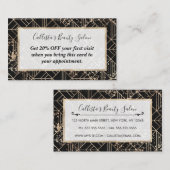 Zwart goudretroArt Deco Geometric Paint Splatter Kortingskaartje (Voorkant / Achterkant)