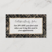 Zwart goudretroArt Deco Geometric Paint Splatter Kortingskaartje (Voorkant)