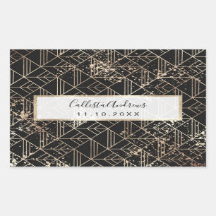 Zwart goudretroArt Deco Geometric Paint Splatter Rechthoekige Sticker