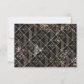 Zwart goudretroArt Deco Geometric Paint Splatter Save The Date (Achterkant)