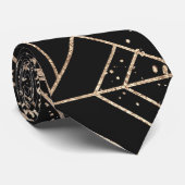 Zwart goudretroArt Deco Geometric Paint Splatter Stropdas (Opgerold)
