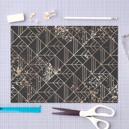Zwart goudretroArt Deco Geometric Paint Splatter Tissuepapier (Craft)