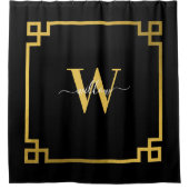 Zwart-goudroze Griekse toetsenbord Douchegordijn (Voorkant)