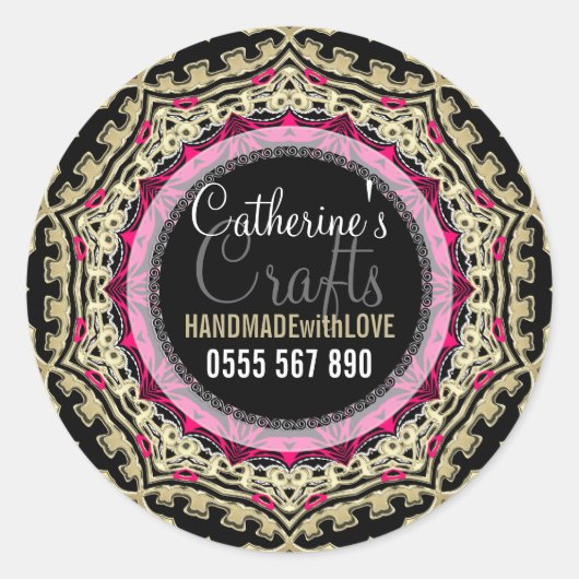 Zwart-goudroze: zakelijke Sticker (Voorkant)