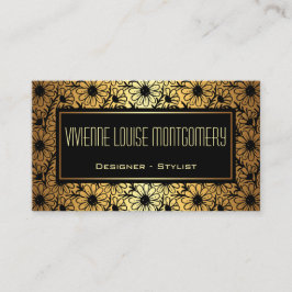 Zwart & goudSchattig Floral Pattern-Visitekaartje Visitekaartje