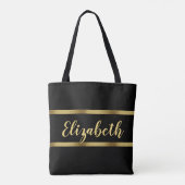 Zwart goudschrift vet tote bag (Achterkant)