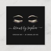 Zwart & goudschuim en zwenkbrauwen vierkante visitekaartje (Voorkant)