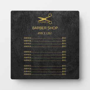 Zwart goudserviceblad voor Barbershop logo Fotoplaat