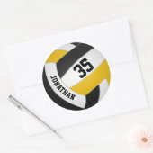 zwart goudteam kleuren jongens volleybal ronde sticker (Envelop)