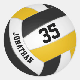 zwart goudteam kleuren jongens volleybal ronde sticker