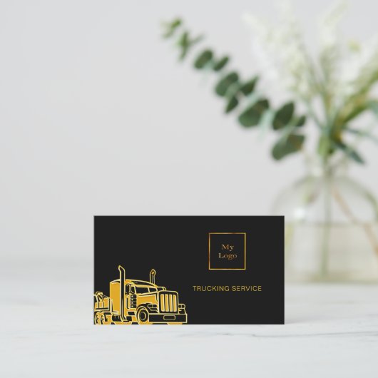 Zwart goudtransportbedrijf QR-code Visitekaartje (Staand voorkant)