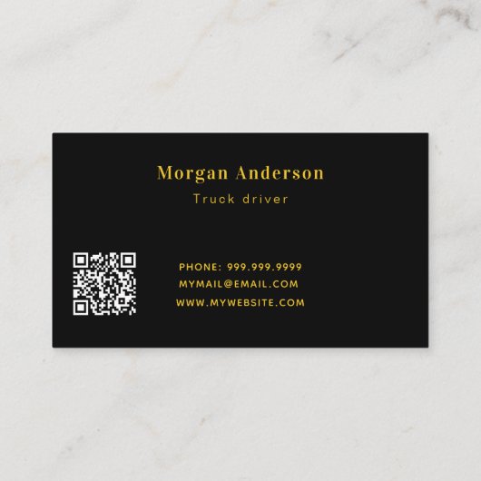Zwart goudtransportbedrijf QR-code Visitekaartje (Achterkant)