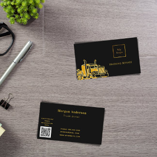 Zwart goudtransportbedrijf QR-code Visitekaartje