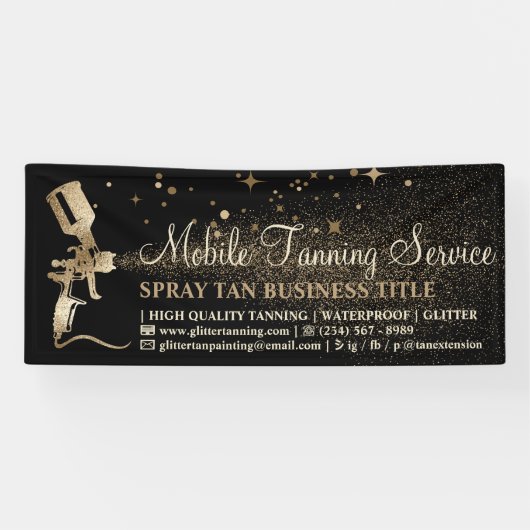 Zwart goudvernevellooiing spandoek (Horizontaal)