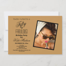 Zwart & goudvijftig en FABULOUS! Birthday Party Kaart